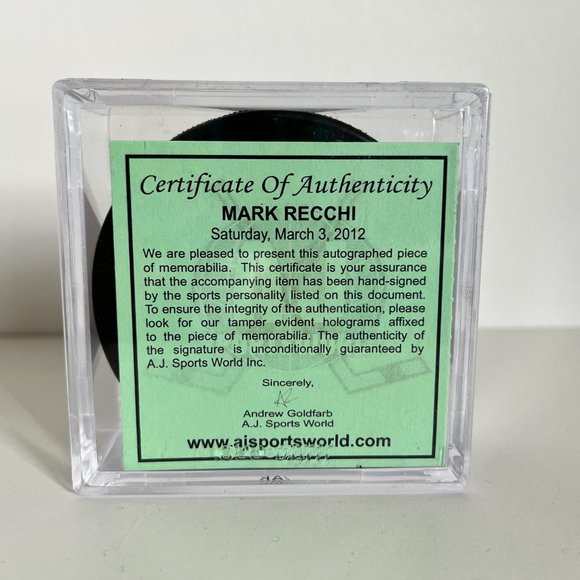 SOLD - Mark Recchi NHL Autographed 2012 Winter Classic Hockey Puck - Picture 4 of 4